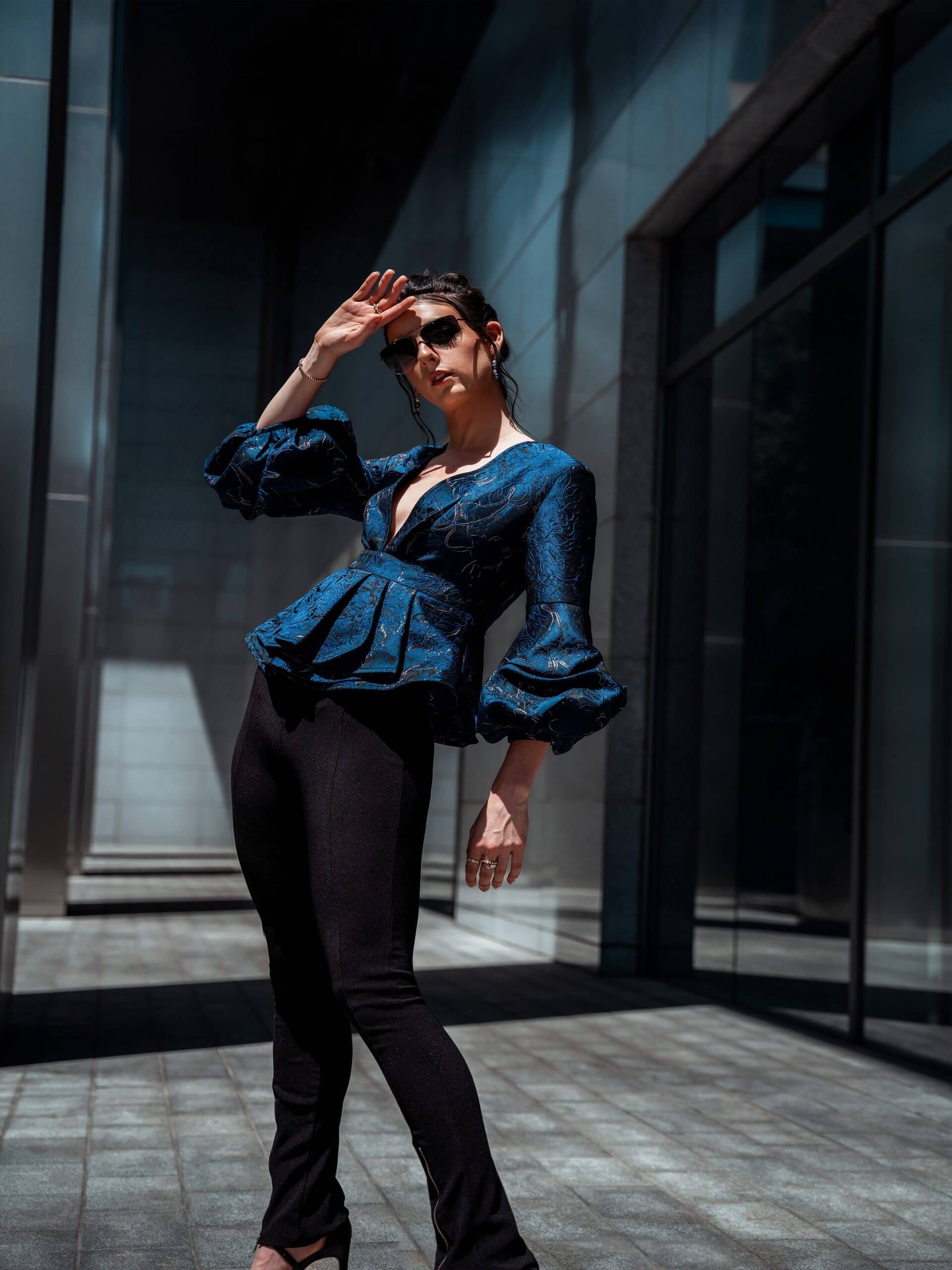 flower jacquard peplum tops/Eaphi 【公式通販】