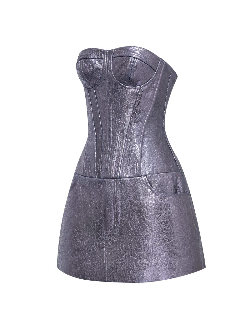 【YILON MADE】 Romantic bustier dress GRAY Romantic bustier dress – YILON