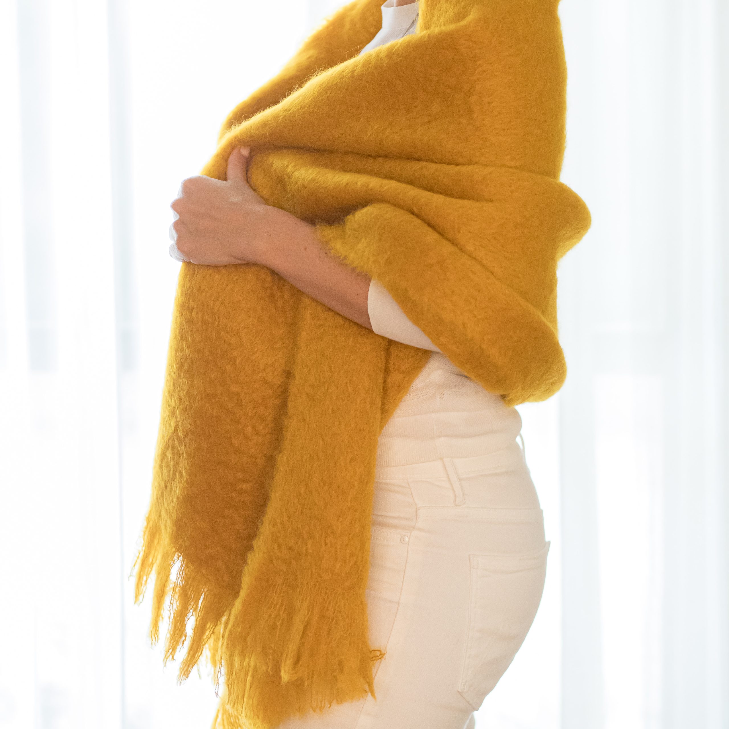 Palm Agave Yellow Mohair Scarf – Flying Solo NYC